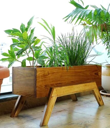 Teak Wooden Rectangular Planter Stand
